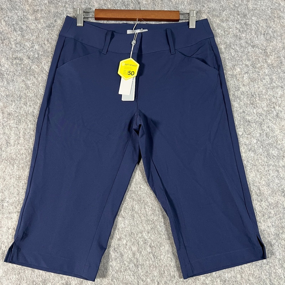 Callaway Women's Crop Golf‎ Pants Size 8 Navy Blue Peacoat Opti Shield UPF 50